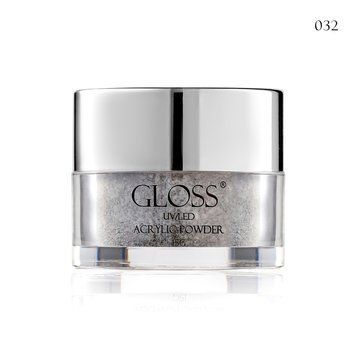 Акриловая пудра Acrylic Powder GLOSS 032, 15 г (темно-серый с галографическими и черными блестками) 283032 фото