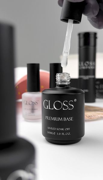 Каучуковая база GLOSS Premium Base, 30 мл (с кисточкой) 101652 фото