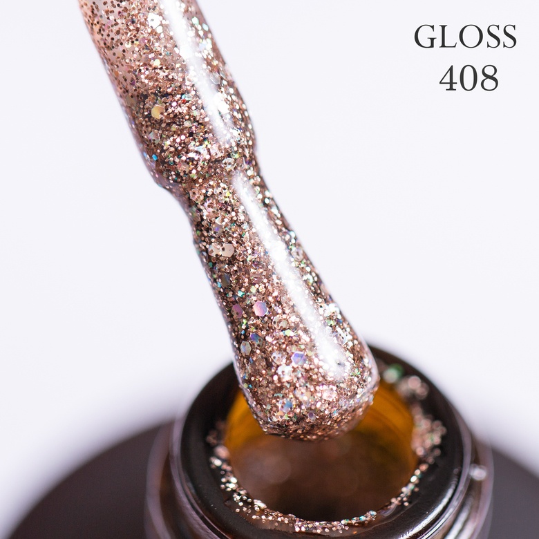 Гель-лак GLOSS 408 (шампань с голографическим микроблеском), 11 мл