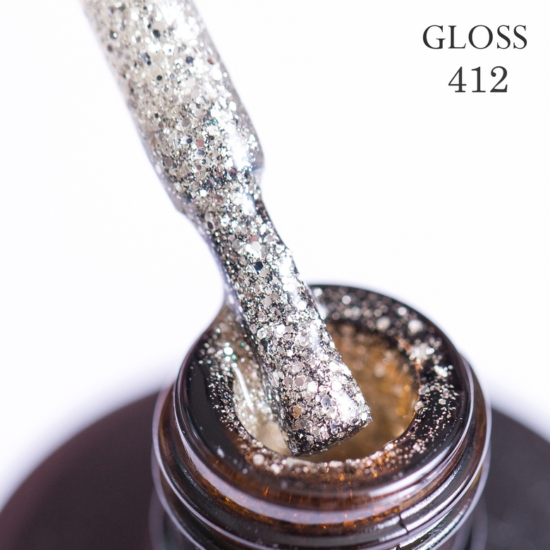 Гель-лак GLOSS 412 (белое золото с блестками), 11 мл