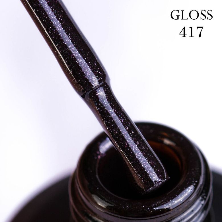 Гель-лак GLOSS 417 (темно-сливовый с микроблеском), 11 мл