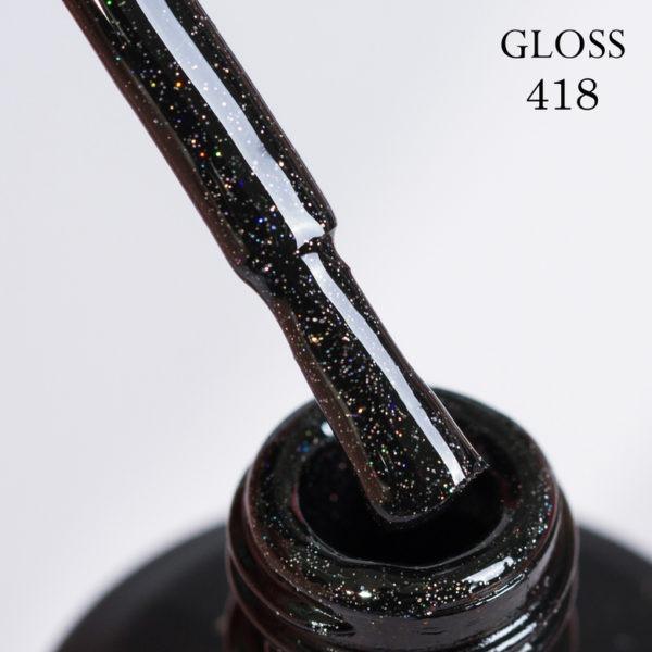 Гель-лак GLOSS 418 (черный с микроблеском), 11 мл