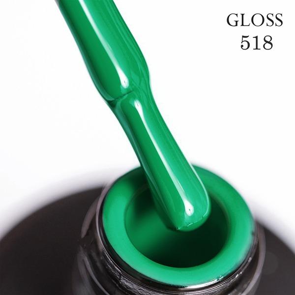 Гель-лак GLOSS 518 (ярко-зеленый), 11 мл