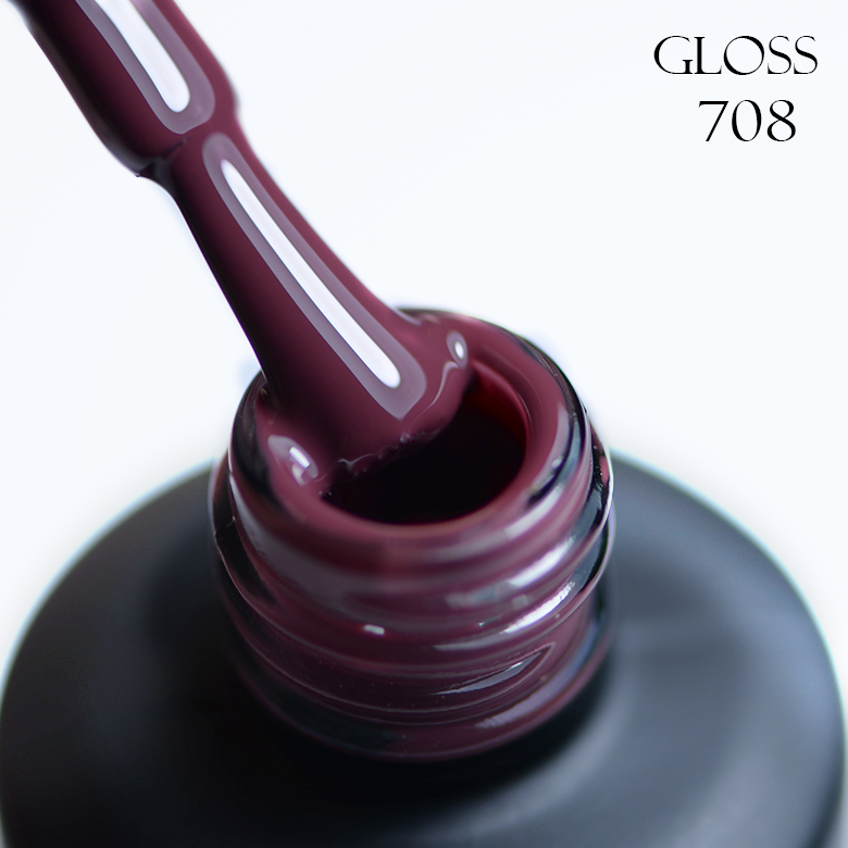 Гель-лак GLOSS 708 (темно-бордовый), 11 мл